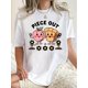 thumbnail image 1 of Women's Fun Apple & Bread Graphic Tee - Casual Round Neck Short Sleeve, Comfortable Polyester Blend Summer Top, Machine Washable, 1 of 6