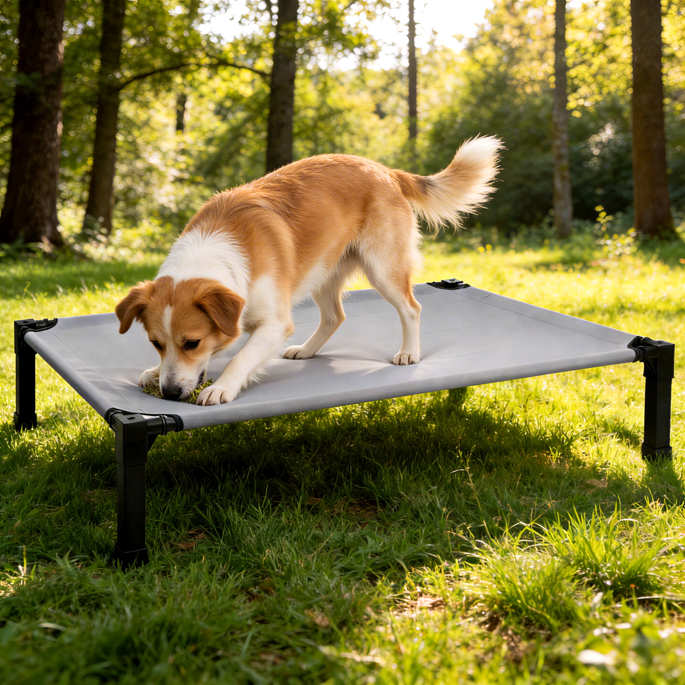Niubya Cooling Elevated Dog Bed, Portable Raised Dog Cot with Washable Mesh, Small (35"L x 25"W x 7.4"H), Grey