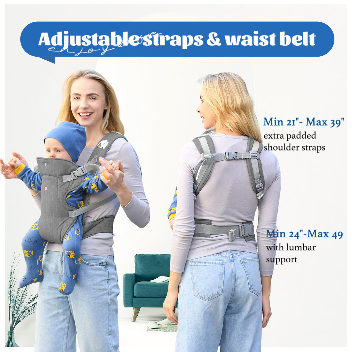 Lvelia 4-in-1 Ergonomic Baby Carrier, Dark Gray photo 2