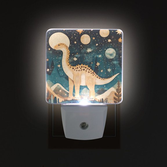 Yayeee LED Plug in Night Light for The Home with Auto Dusk to Dawn Light Sensors, 2 Pack, Dinosaur at Night