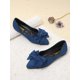 thumbnail image 2 of Elegant Black Flats For Women, Bow Decor Point Toe Faux Suede Ballet Flats, 2 of 4