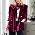 thumbnail image 3 of Women's Loose Velor Double-Breasted Blazer, 3 of 8