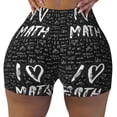 thumbnail image 2 of Gukieu I love Math Print Women's Sports Shorts, Elastic Waist High Stretch Running Yoga Gym Sweatpants-X-Large, 2 of 8