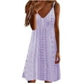thumbnail image 2 of Cagogo Ladies Summer Spaghetti Strap Petite Dresses Under $10 Plus Size Flowy Swing Eyelet Embroidery Short Mini Sun Dresses Sleeveless V Neck Trendy Outfits Evening Dress, 2 of 6