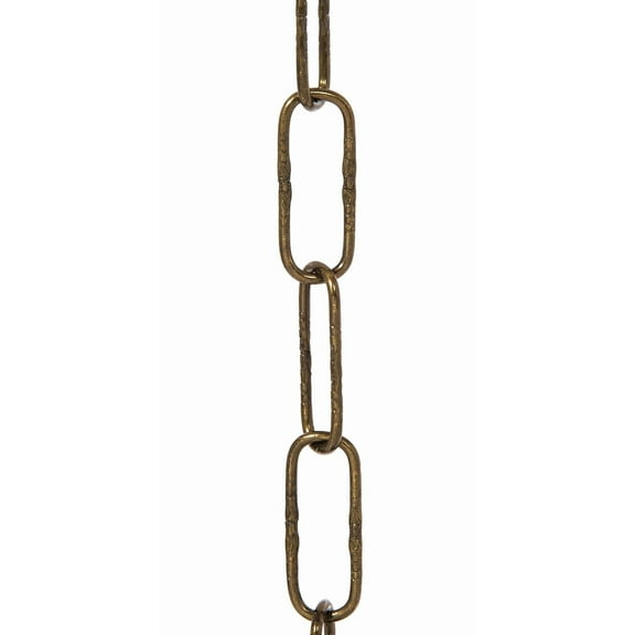 B&P Lamp 10 Gauge Embossed Decorative Steel Chain, Antique Brass