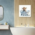 thumbnail image 3 of HFDF Cow Pictures Wall Decor Highland Cow Bathroom Decor, Funny Highland Cow Wall Art Print, Cow Bathtub Poster, Funny Animal Artwork for Bedroom 24x16inch Framed, 3 of 7