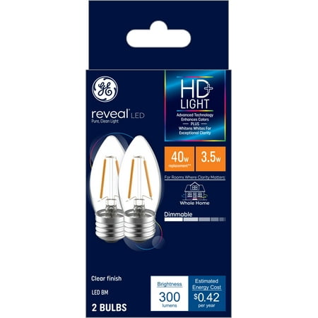 

GE Reveal LED Decorative Light Bulbs 40 Watt Eqv Medium Base 2pk