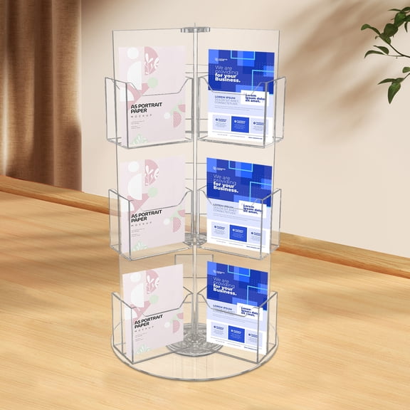 3-Tier 18-Pocket Clear Acrylic Brochure Holder Floor Stand Display Rack