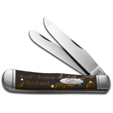 Case XX Knives World s Greatest Husband Antique Bone Trapper 1/500 Stainless Pocket Knife