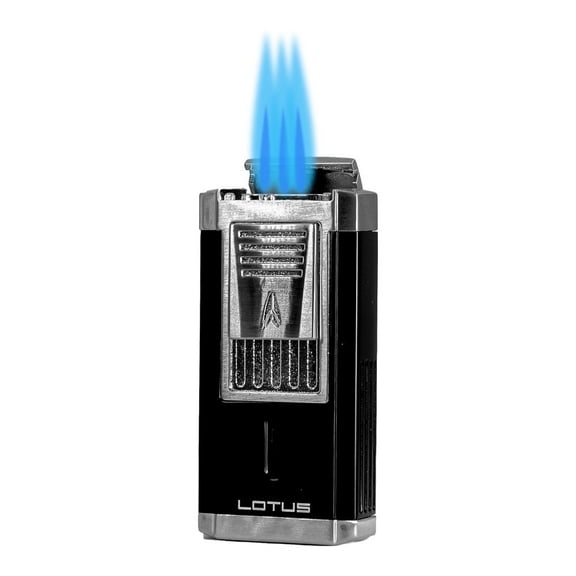 Lotus Duke Triple Torch Lighter with Cutter Black and Chrome