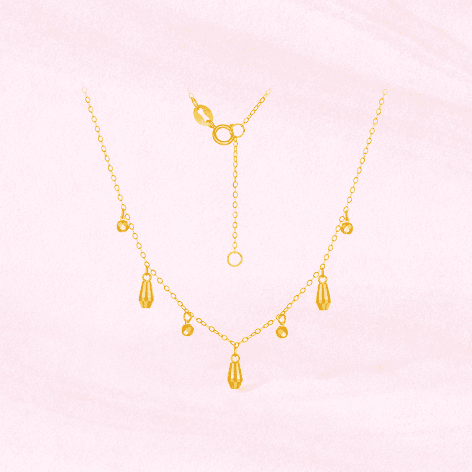 ZHOU LIU FU 18K Yellow Gold Chain Necklace for Women 15.7''-17.7''