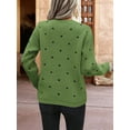 thumbnail image 6 of Women'S Polka Dots Sweaters Long Sleeve Round Neck Knitted Pullover Tops Dark Green L, 6 of 7