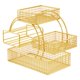 thumbnail image 1 of Cesta de fruta de metal de 3 niveles con organizador para bocadillos, pañuelos y accesorios. Dorado, 1 of 9