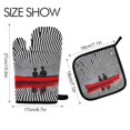 thumbnail image 2 of Yayeee Oven Mitts and Pot Holder Set of 4 Heat Resistant Kitchen Gloves Baking Hot Pad, Red Boat, 2 of 5