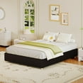 thumbnail image 3 of Full Size Cloud Bed Frame, Low Bed Frame Without Headboard, Corduroy Upholstered Low Platform Bed with Solid Wood Legs, No Box Spring Required, Quiet and Easy Assembly, Black, 3 of 8