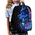 thumbnail image 2 of Uorisanigo 17 Inch Neon Floral Wolf School Backpack for Girls 6-12 - Large Capacity Back to School Bag - Bookbag with Adjustable Padded Straps - for Elementary Middle School Travel Camps, 2 of 6