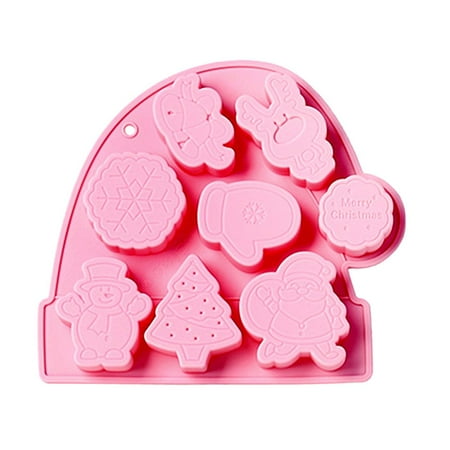 

Handmade Soap Mould Baking Pan Chocolate Cake Mold Christmas Theme Silicone Mold 8 Cavity Snowman Tree Santa Claus PINK