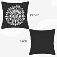 thumbnail image 6 of Set of 2 18x18in Throw Pillow Covers with Elegant Black Background and Intricate White Mandala Design for Couch Bed or Car, 6 of 8