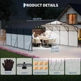 thumbnail image 6 of Memoryfield 20x20FT Metal Carport w/LED Light, Removable PE Sidewalls, Portable Car Garage with Galvanized Steel Roof for Trucks & Boats, Gray & White, 6 of 10