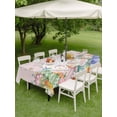 thumbnail image 3 of Easter Outdoor Tablecloth - 60x120 Inch Rectangle Dining Table Cover, Country Rabbit Feet Eggs Leaves Pink Wooden Grain Waterproof Outdoor Table Cloth with Umbrella Hole & Zipper for Picnic/Patio, 3 of 7
