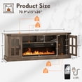 thumbnail image 2 of Yeahumalia 71'' Electric Fireplace TV Stand for 80'' TVs, Wooden Media Console Table, 1500W 36'' Fireplace, Grey, 2 of 8