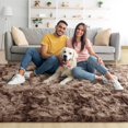 thumbnail image 2 of Area Rug Noahas Fluffy, peludo marrón teñido con corbata, 120 x 180 cm, 2 of 8