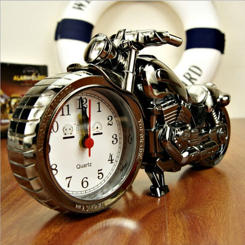 Motorbike Alarm Clock Motorcycle Novelty Bike Analogue Bedroom Home Decor Gift 