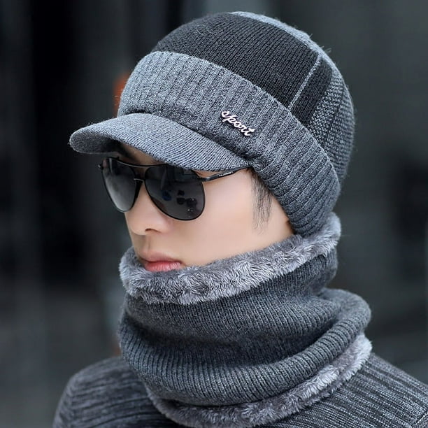 Gorro de invierno para hombre, cálido gorro de lana para jóvenes, gorro de algodón para hombres de mediana edad y mayores, gorro de punto para hombre de moda de invierno