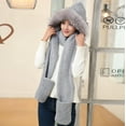 thumbnail image 3 of AWZXDE Women's Winter Set Scarf Gloves Combo Lined Warm Hat Ear Neck Warmer Mittens Cold Weather Accessories Grey,One Size, 3 of 8