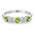 thumbnail image 3 of Gem Stone King 925 Sterling Silver Green Peridot and E - F Lab Grown Diamond Wedding-Bands Ring for Women | 1.44 Cttw | Round 4MM | Gemstone August Birthstone | Size 9, 3 of 6