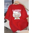 thumbnail image 2 of Camiseta casual con estampado de dibujos animados de Labubu, camiseta de manga corta con cuello redondo de poliéster 100% para primavera/verano/otoño, camiseta para adultos de tela de punto, 2 of 5