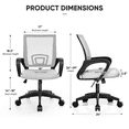 thumbnail image 2 of Monibloom 1PC Mesh Office Chair, Ergonomic Mid Back Computer Desk Chair with 2.8" Thick Seat, Lumbar Support, White, 2 of 9