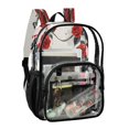 thumbnail image 2 of Ttyddzy Clear Backpack Heavy Duty PVC Transparent Backpack for College Workplace, Red Rose Butterflies, 2 of 8