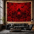 thumbnail image 6 of Lantern Between Jack-O-Lanterns Beneath Red Moon and Bats, Spooky Gothic for Dark Art Lovers, Seasonal Harvest Decor, Halloween Gift, Tapestry Wall Hanging for Den and Dorm, 6 of 7