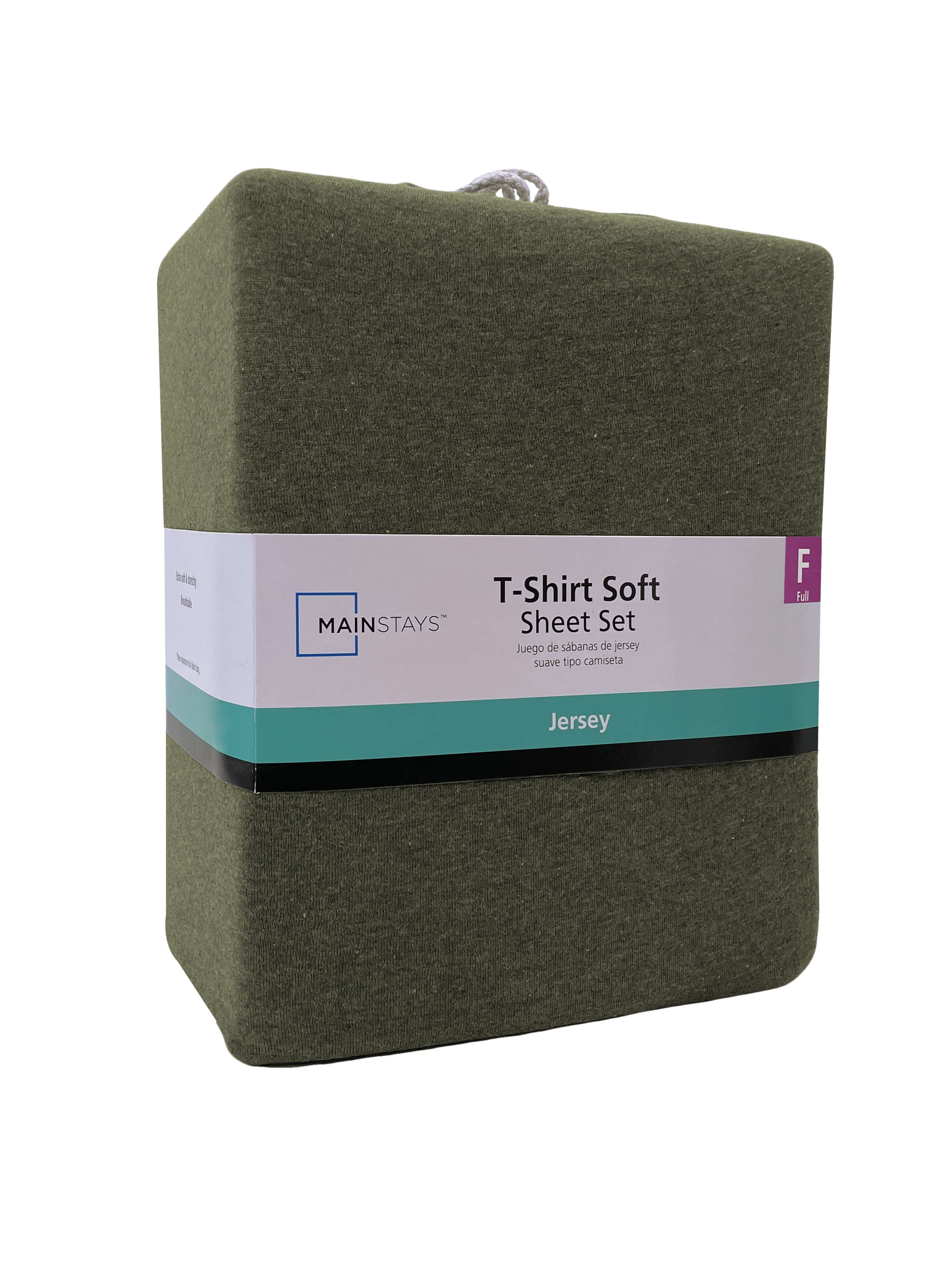 Mainstays Cotton Rich Extra Soft Jersey Bed Sheet Set, Full, Sea Turtle Green, 4 Pieces