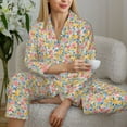 thumbnail image 6 of Pofeuu Watercolor Wildflowers Print Womens Pajamas Set Long Sleeve Sleepwear Button Down Nightwear Soft Pj Lounge Sets Button Down Pajamas Women-XX-Large, 6 of 7