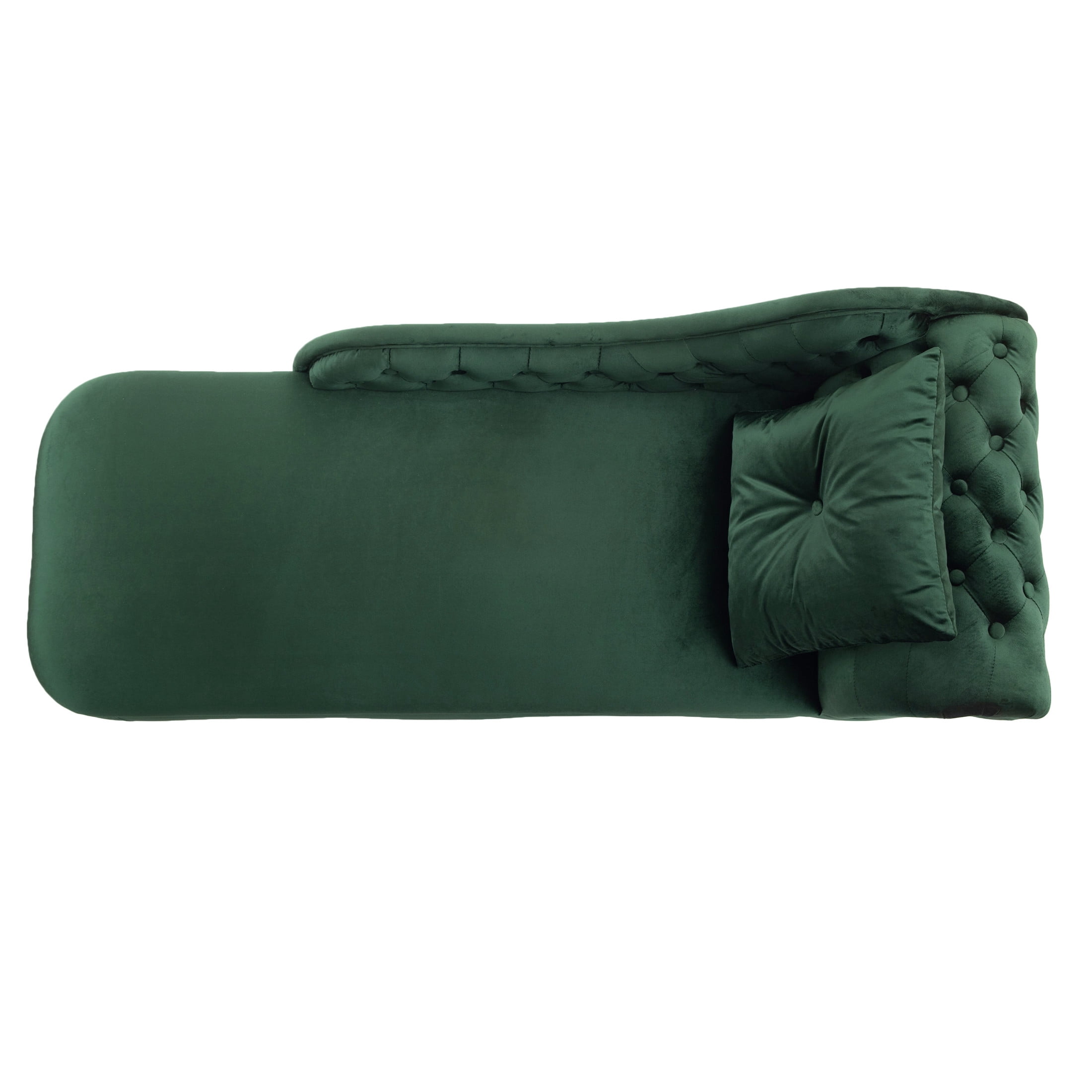 Christopher Knight Home 62" Luxury Velvet Chaise Lounge Bench with Pillow, Right Scrolled Backrest & Nailhead Trim, Green