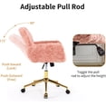 thumbnail image 5 of Pink Desk Chair Faux Fur Vanity Chair, Comfortable Home Office Chair with Wheels for Women, Swivel Wide Office Chair Makeup Chair Height Adjustable for Office, Study, Bedroom, Pink, 5 of 7