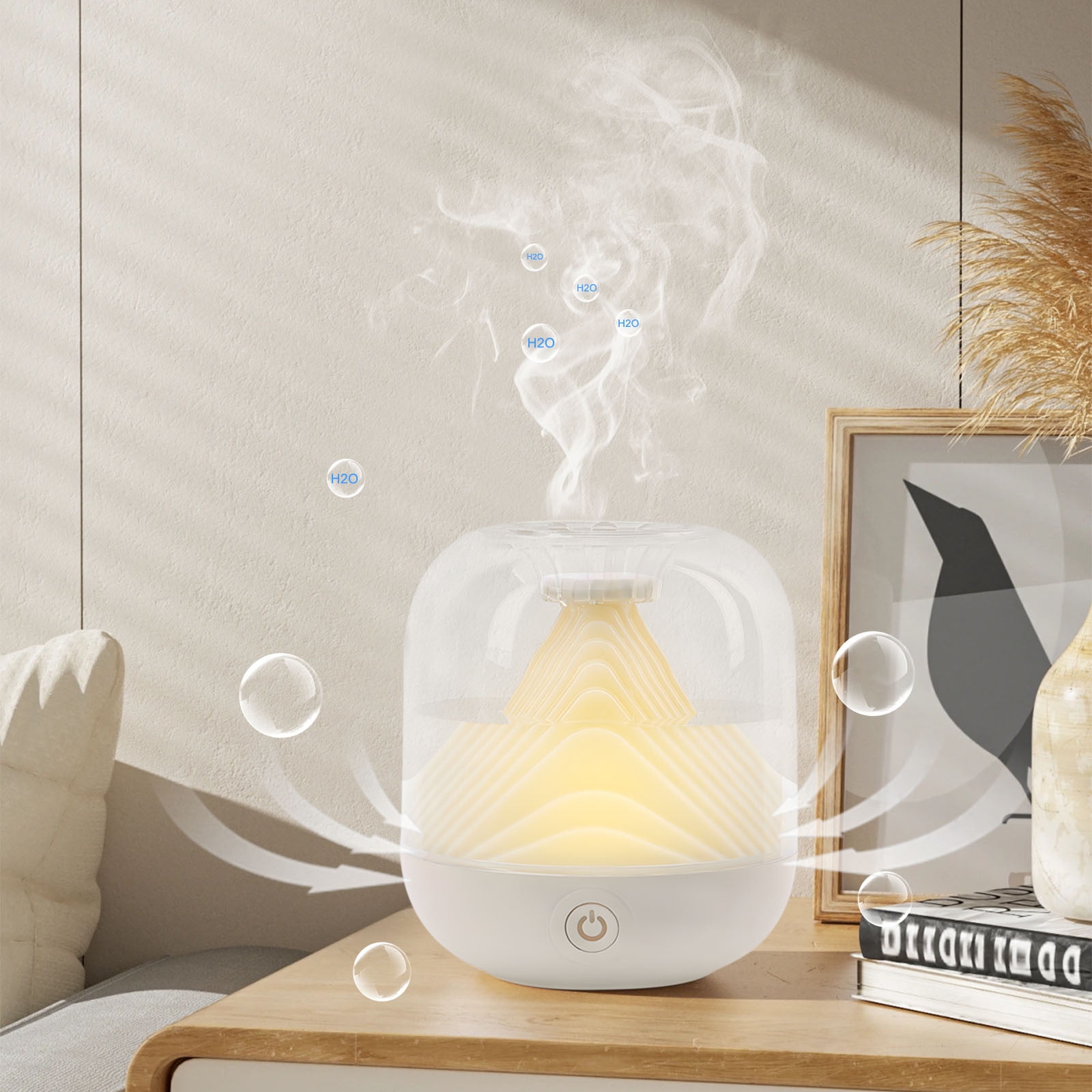 LACKUST Portable Mini Humidifiers for Bedroom,Personal Desktop Humidifier for Baby Travel Home School Office Winter Quiet Night Light 2 Mist Modes,White