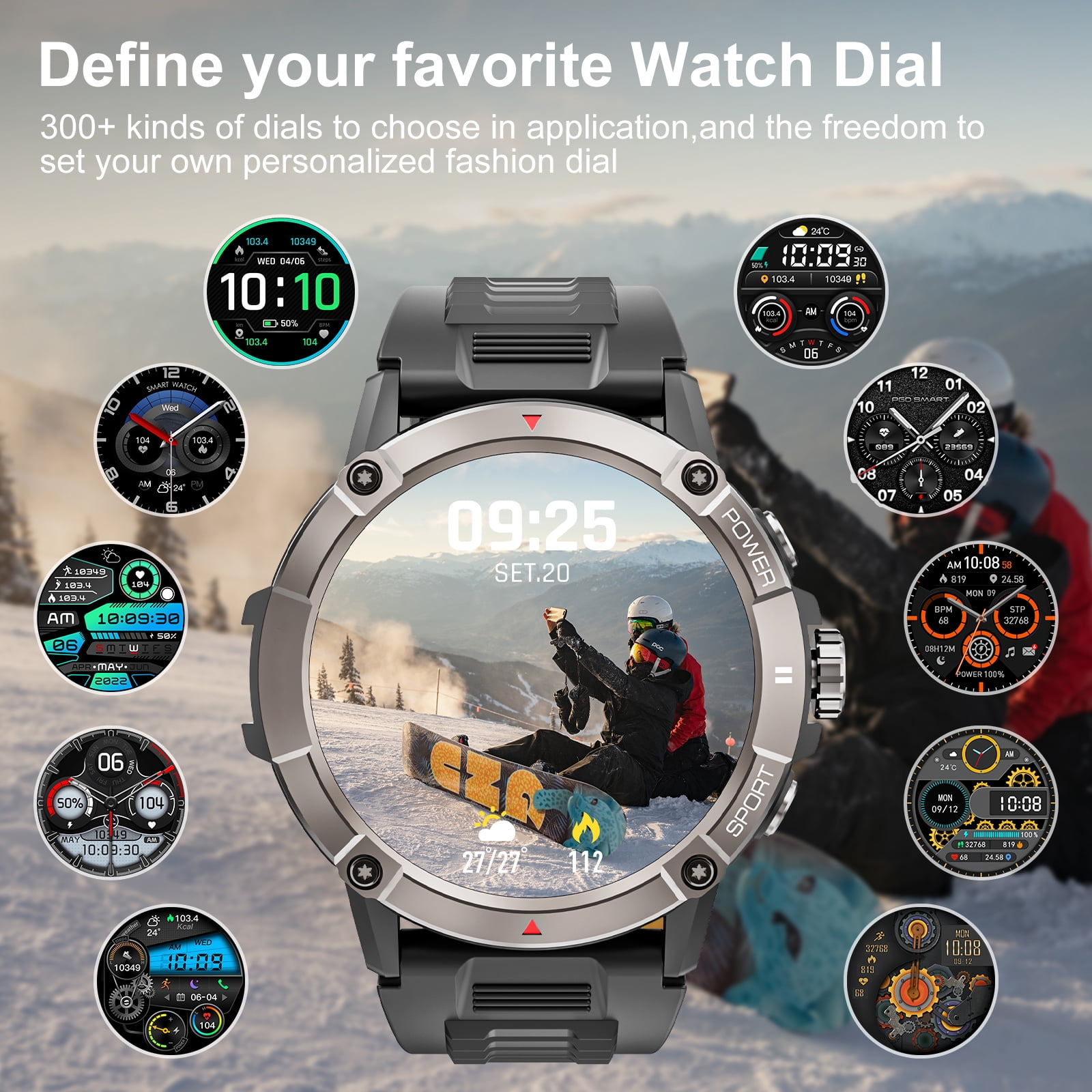 Mingdaln Military Smartwatch for men,with 120+ Sport Modes/ IP68 Waterproof , Rugged Fitness Tracker ,fits for Android and iPhone devices(Black) Mingdaln Military Smartwatch for men,with 120+ Sport Modes/ IP68 Waterproof , Rugged Fitness Tracker ,fits for Android and iPhone devices(Black) - Image 2