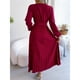 thumbnail image 4 of Escote en V profundo, mangas largas, vestido largo, falda ancha plisada, 4 of 5