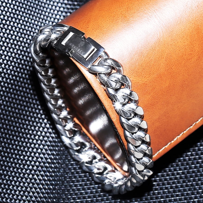 HarlemBling Solid 925 Sterling Silver - Mens Hip Hop Byzantine Bracelet - Fully Iced 14mm Heavy 57.5 Grams