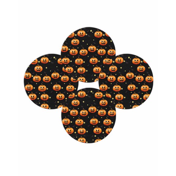 Halloween Round Placemats Set of 4 Funny Pumpkin Stars Bat Place Mats Washable Woven Placemat Black Backdrop Circle Braided Table Mat for Kitchen Dining Table Holiday Party Home Decor 15 Inch