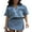 Blue, variant on Michellecmm Women’s 2 Piece Denim Outfits Short Sleeve Lapel Jean Tops and Asymmetrical Shorts Set Streetwear