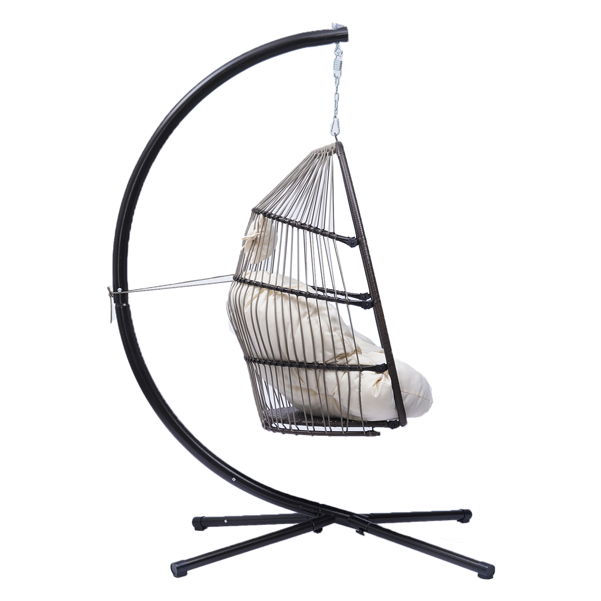 Outdoor Yard Folding Hanging Chair Egg Chair with Stand Indoor Outdoor Balcony Bedroom Basket Hanging Lounge Chair - image 2 of 9