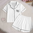 thumbnail image 2 of Bainana Girls Sleep Set 2Pcs Tween Girl Heart Print Short Sleeve Shorts Loungewear Set Soft Button Top And Shorts Comfortable Loungewear For Kids Size 12-13 Years White, 2 of 7