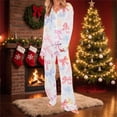 thumbnail image 4 of Dolkfu Soft Ladies Pajamas Sets Long Sleeve Button Down Pajama Sets Pants Stretch Bow Print Women Sleepwear L, 4 of 8