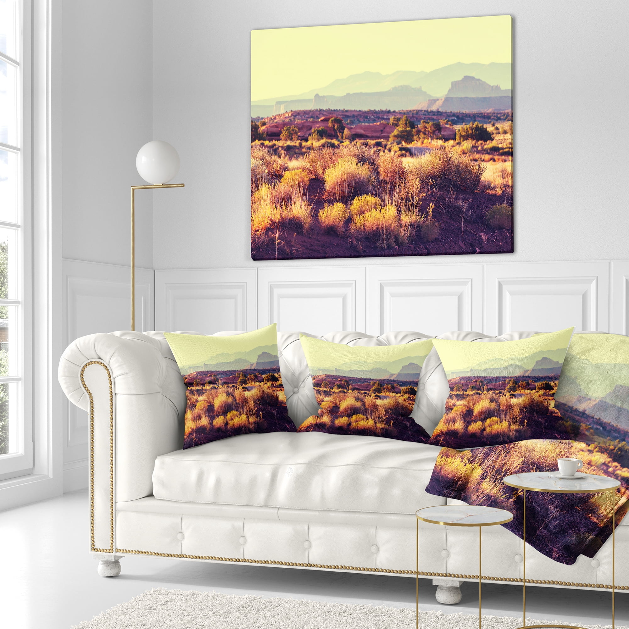 Designart Prairie with Layers of Mountains - Landscape Printed Throw Pillow - 18x18