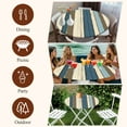 thumbnail image 6 of Beige Blue Stripes Round Tablecloth 55-60 Inch Round Fitted Table Cloth with Elastic Edge, Bogo Rustic Brown Farmhouse Wooden Waterproof Table Cover Protector for Outdoor Picnic Party Dining, 6 of 6