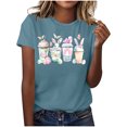 thumbnail image 1 of Mujeres Manga Corta de Verano Tops Pascua Impresa Cuello Redondo, Blusa de Moda Casual para la Primavera, 1 of 4